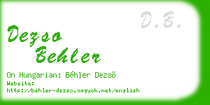 dezso behler business card